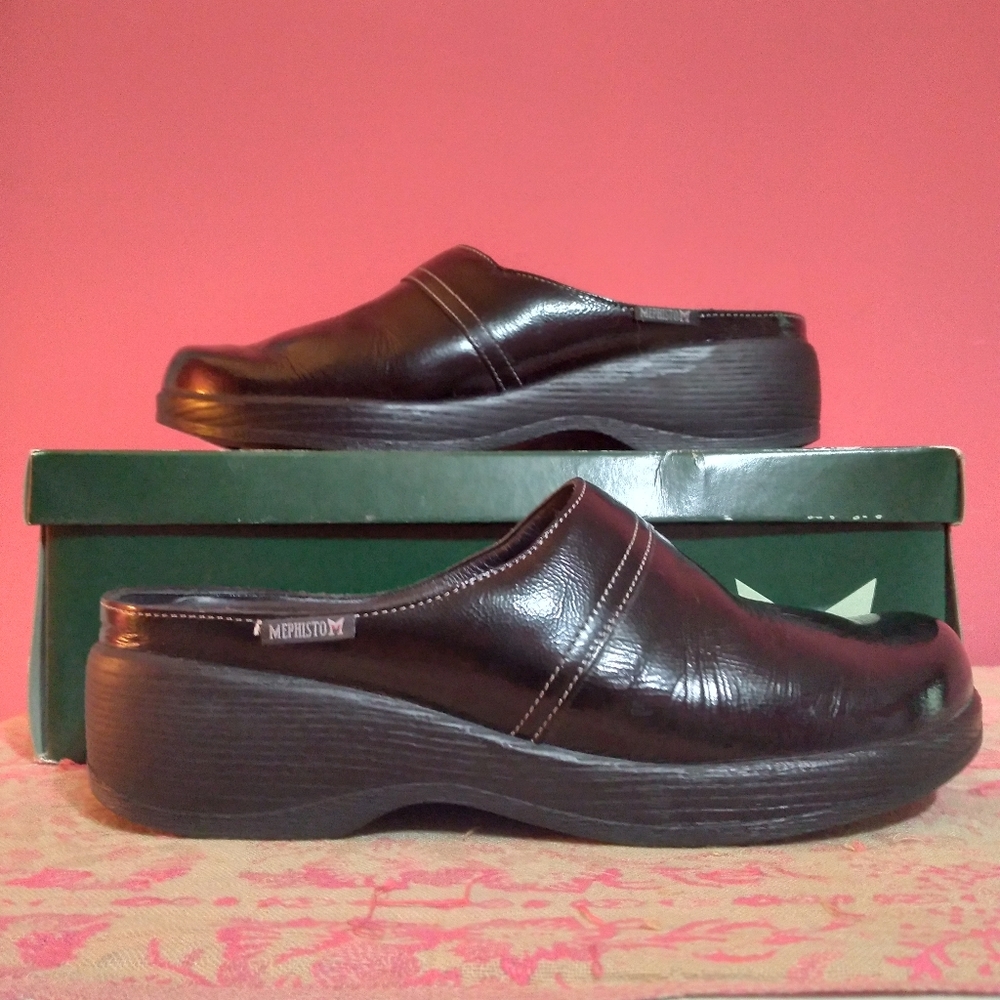 Mephisto Geike Patent Leather Clogs Original Box - 8 - Picture 2 of 7